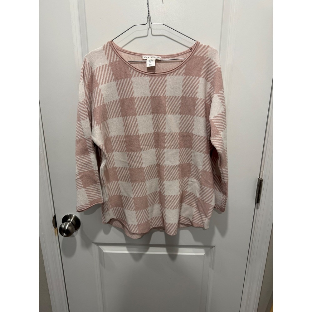 Max Studio Womens Sweater Buffalo Plaid Pink Size M